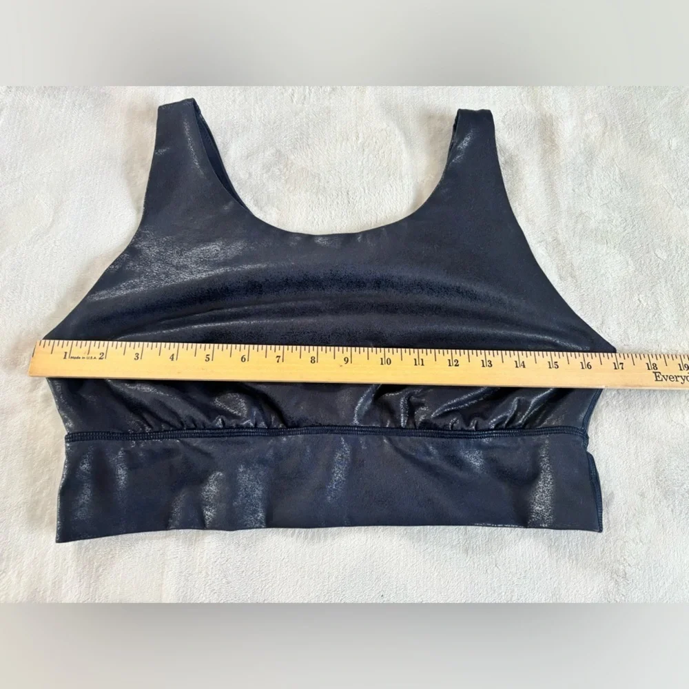 OFFLINE by Aerie The Hugger Crackle Metallic Sports Bra Navy Blue Large